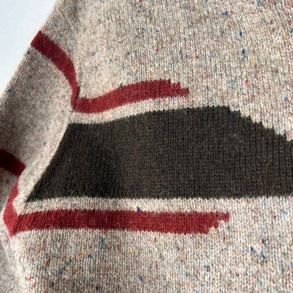 Vintage Robert Bruce Sweater Mens M Wool Red Blue Geometric Pattern Heavyweight - Picture 4 of 13